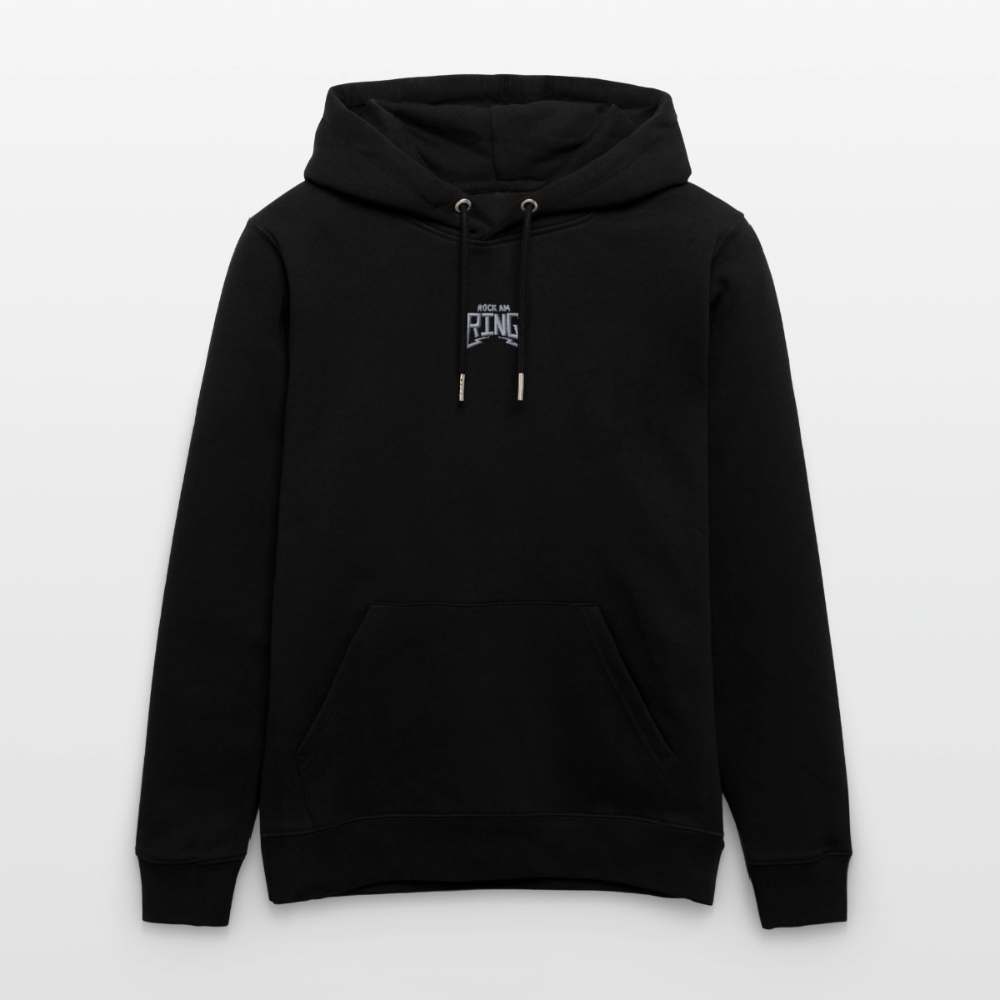 Essential Unisex Organic Hoodie - mit weißem Stick - Schwarz
