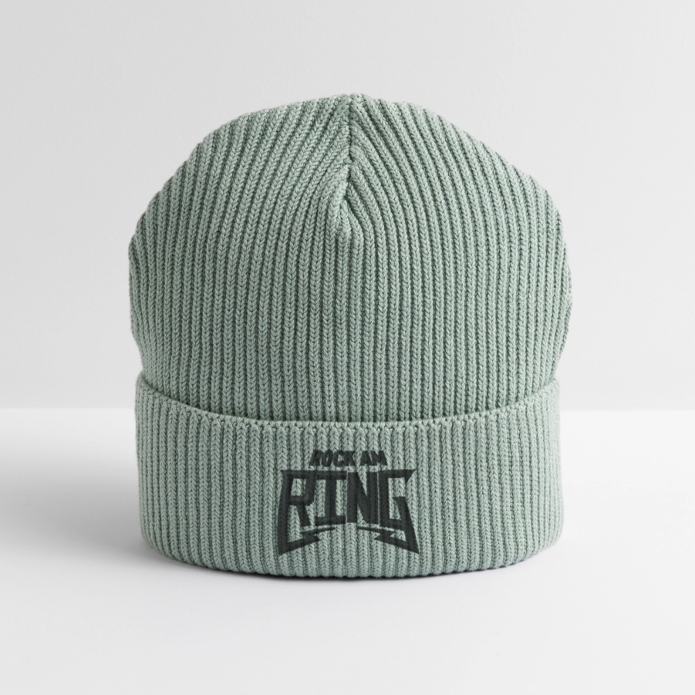 Essential Strickbeanie - schwarzer Stick - Helles Graugrün