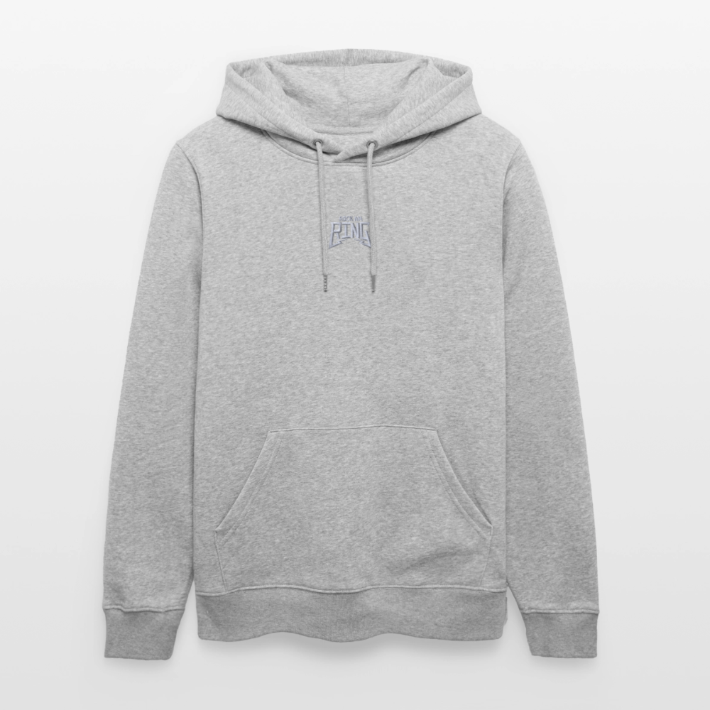 Essential Unisex Organic Hoodie - mit weißem Stick - Grau meliert