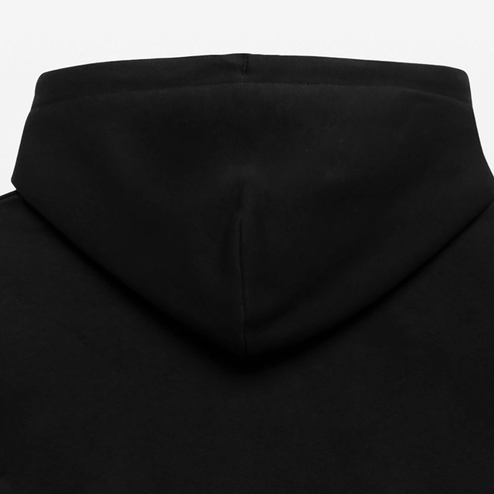 Essential Unisex Organic Hoodie - mit weißem Stick - Schwarz