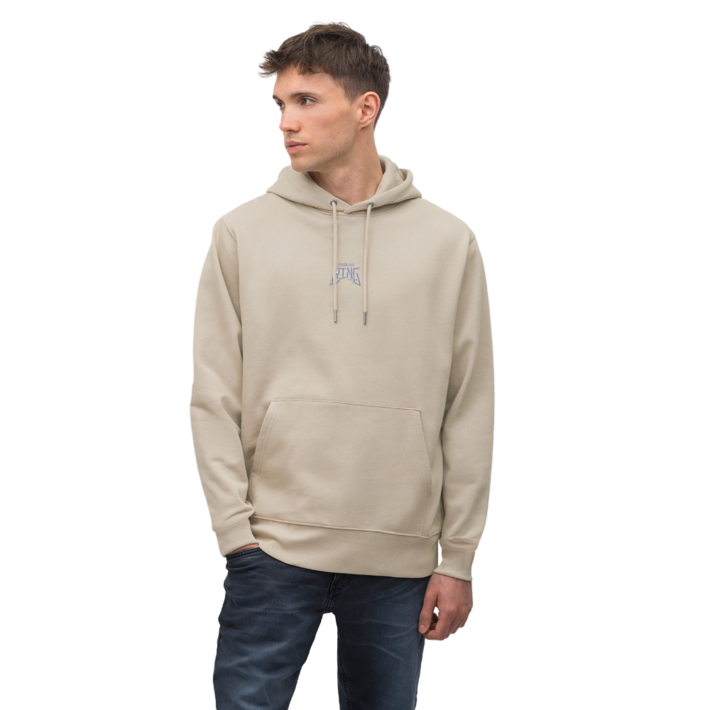 Essential Unisex Organic Hoodie - mit weißem Stick - Beige