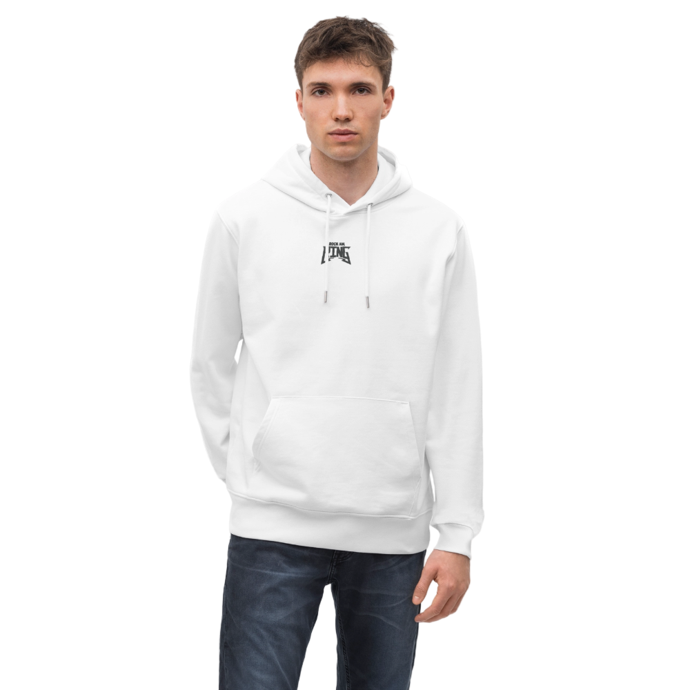 Essential Unisex Bio-Hoodie - schwarzer Stick - Weiß