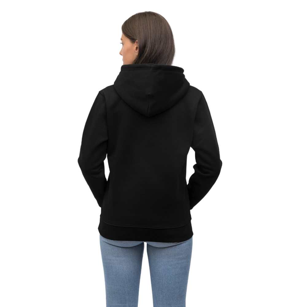 Essential Unisex Organic Hoodie - mit weißem Stick - Schwarz