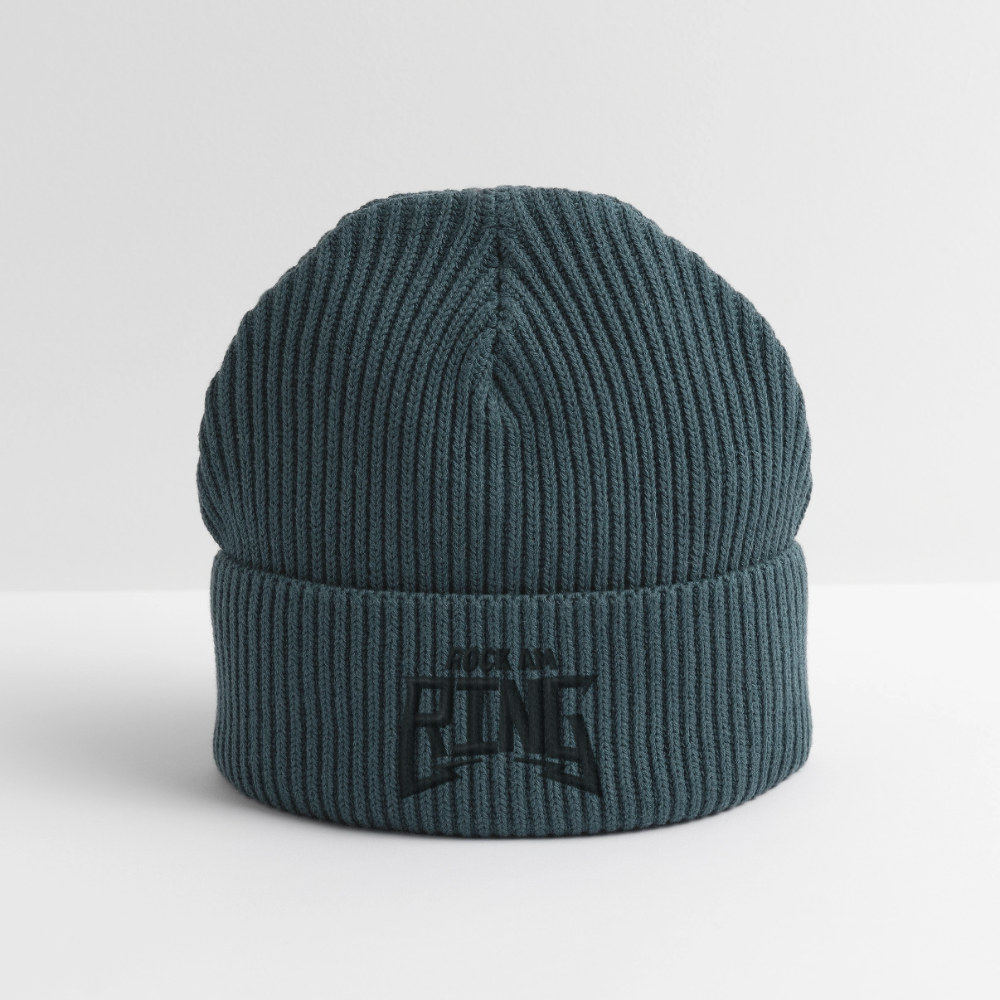 Essential Strickbeanie - schwarzer Stick - Dunkles Petrol